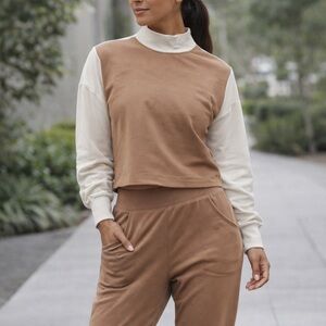 Athleta Cream Textured Top & pants